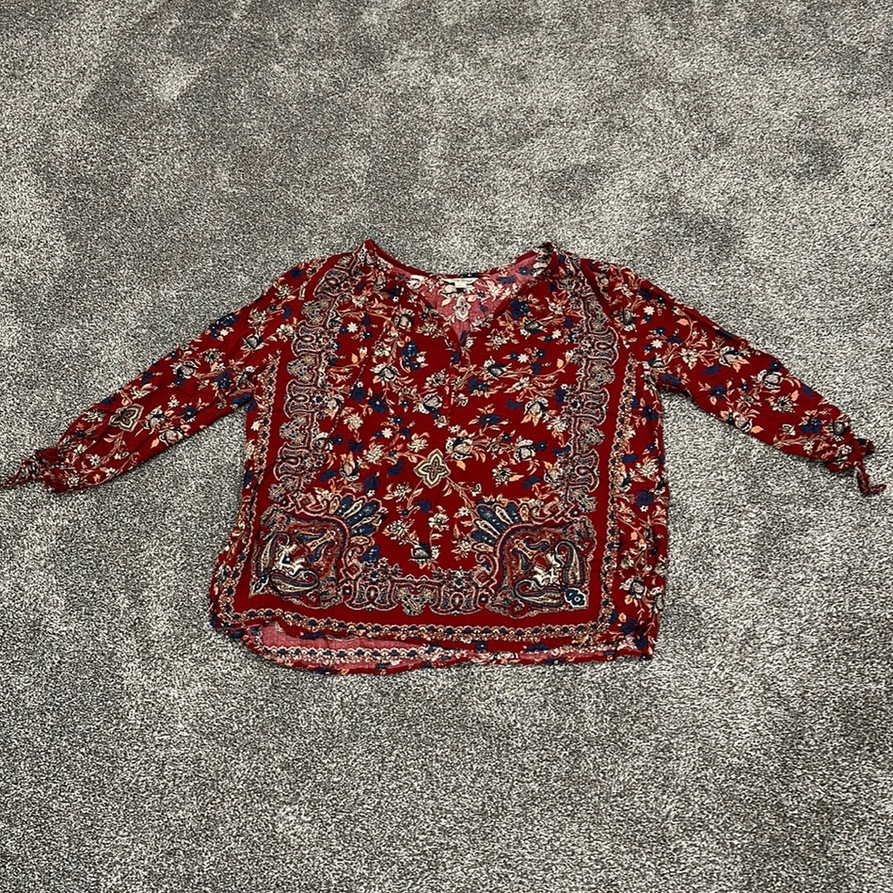 Red Paisley Boho top